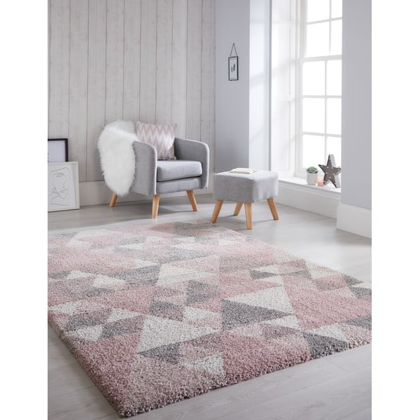 Rožinis ir pilkas kilimas Flair Rugs Nuru, 120 x 170 cm-image-1