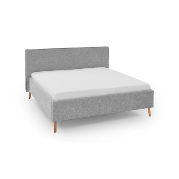 Dvigulė lova šviesiai pilkos spalvos audiniu dengta su sandėliavimo vieta su lovos grotelėmis 180x200 cm Riva – Meise Möbel