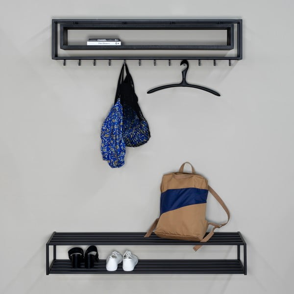 Juodos spalvos iš metalo pakabinama spintelė batams 118x20,5x30,5 cm School – Spinder Design-image-1