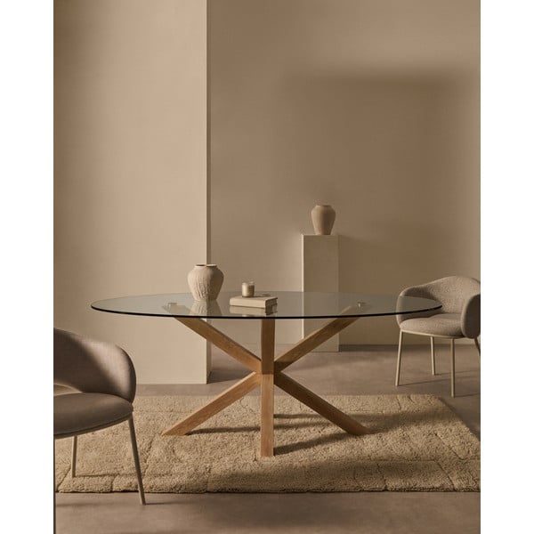 Valgomojo stalas su stikliniu stalviršiu 100x200 cm Argo – Kave Home-image-1