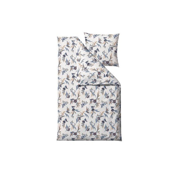 Iš satino medvilnės viengulė/itin ilga patalynė mėlynos spalvos/smėlio spalvos 140x220 cm Soft Tropic – Södahl-image-2