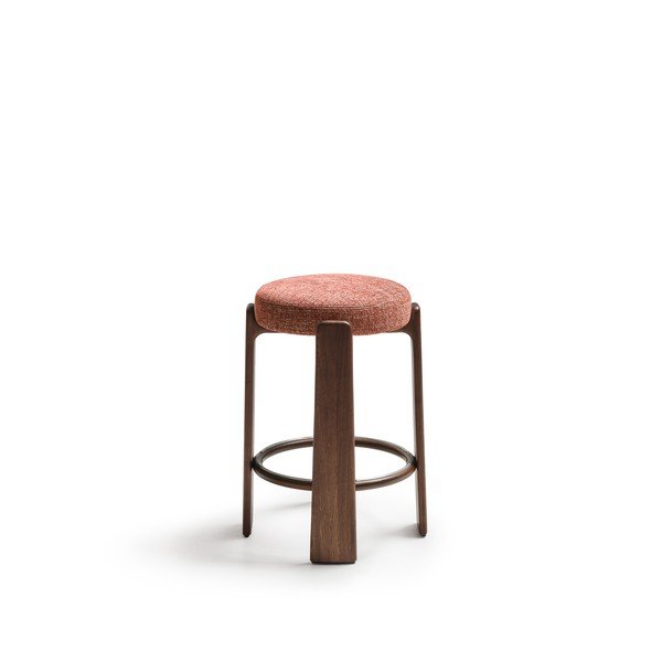 Terakotos spalvos/tamsios natūralios spalvos iš uosio masyvo baro taburetė (sėdynės aukštis 75 cm) Granite – Kave Home-image-2