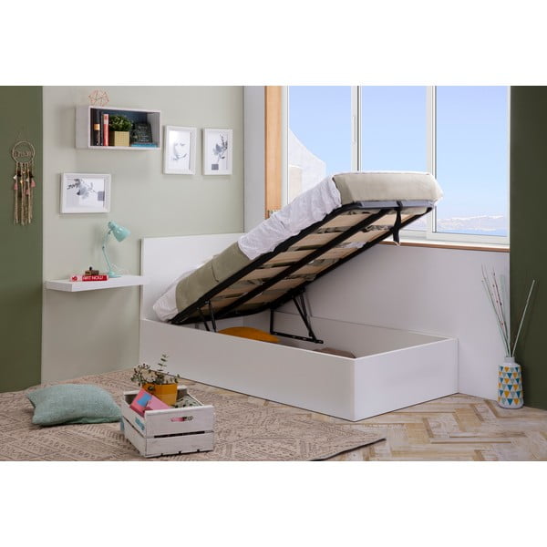 Balta lova su dėže ir grotelėmis 90x190 cm Kronos - Marckeric-image-1