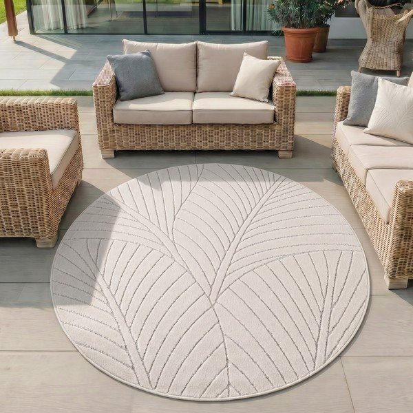 Kreminės spalvos apvalios formos lauko ir vidaus kilimas ø 120 cm Nova 1203 – Ayyildiz Carpets-image-1