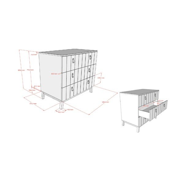 Smėlio spalvos vaikiška šoninė spintelė 98,5x89x57 cm Sezane – Vipack-image-2