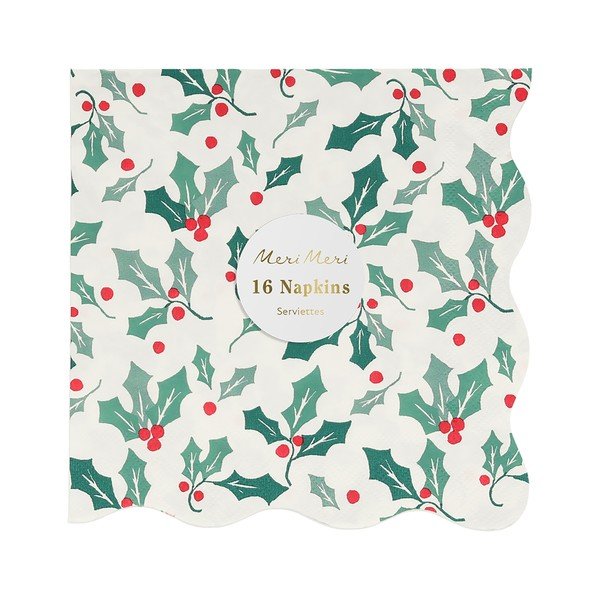 Iš popieriaus servetėlės 16 vnt. Holly Pattern – Meri Meri-image-2