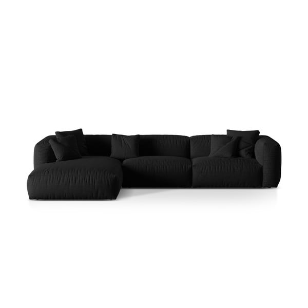 Modulinė kampinė sofa juodos spalvos (su kairiuoju kampu) Martina – Micadoni Home