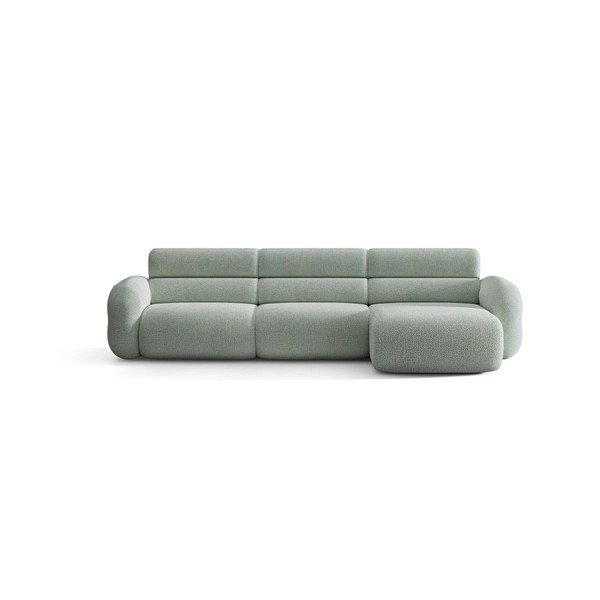 Mėlynos spalvos kampinė sofa iš šenilinio audinio (su dešiniuoju kampu/su gultu) Neo – Micadoni -image-1