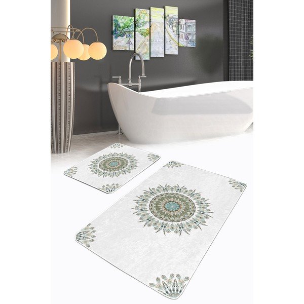 Vonios kilimėliai baltos spalvos 2 vnt. 60x100 cm – Mila Home-image-2