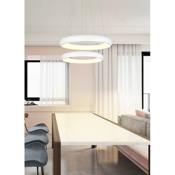 Kabantis šviestuvas baltos spalvos LED su pritemdymo funkcija ø 46 cm su metaliniu gaubtu Cardona – Trio-image-1