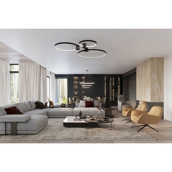 Juodos spalvos iš aliuminio kabantis šviestuvas LED ø 78 cm RIO – Thoro-image-2