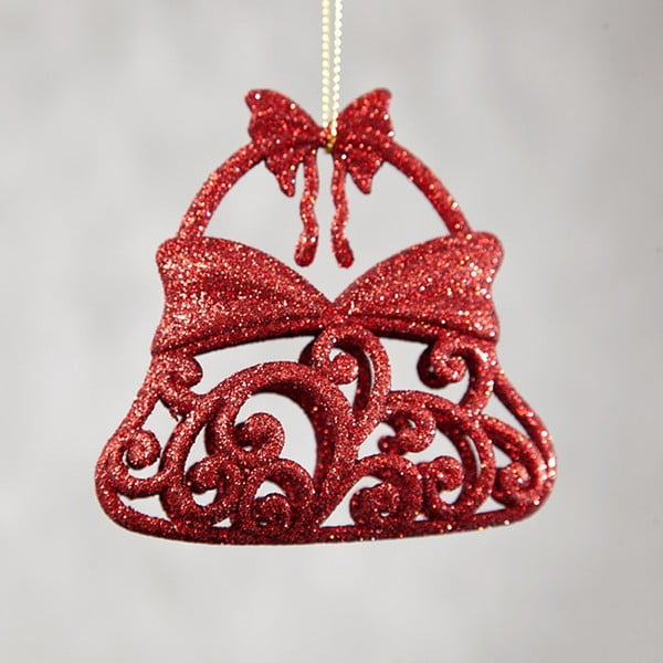 6 raudonų plastikinių kalėdinių papuošalų rinkinys DecoKing Bell