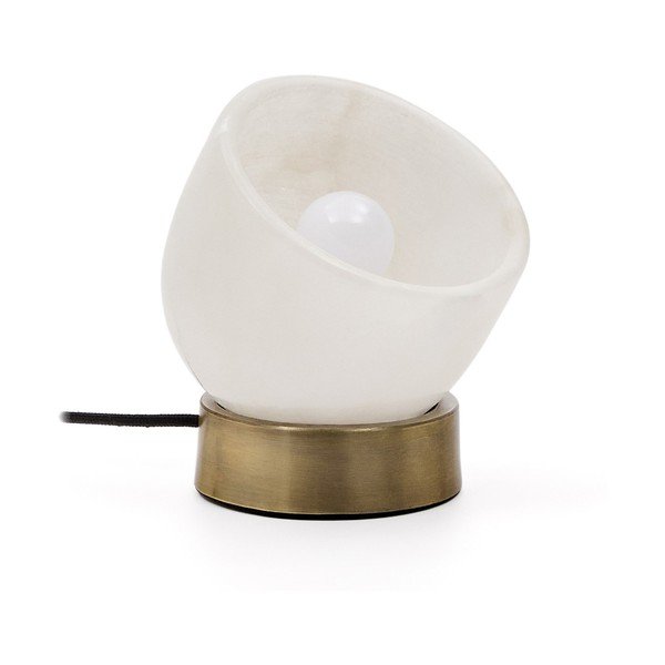 Kreminės spalvos/žalvario spalvos stalinis šviestuvas (aukštis 17 cm) Shenli – Kave Home