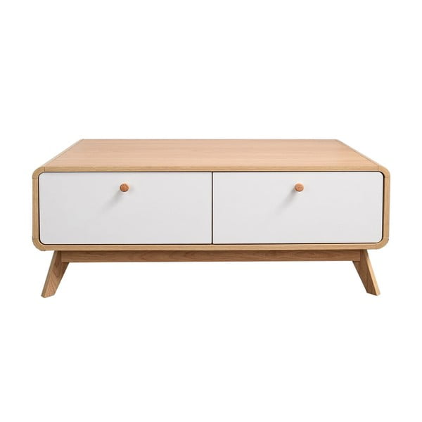TV spintelė baltos spalvos/natūralios spalvos iš ąžuolo 100x40 cm Caitlin – Støraa
