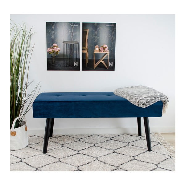Mėlynas aksominis suoliukas Bonami Essentials Skiby-image-1