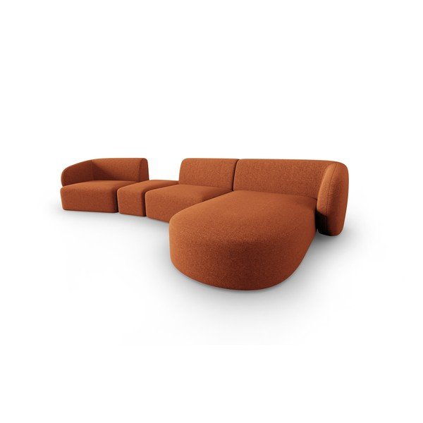 Terakotos spalvos iš šenilinio audinio kampinė sofa (su dešiniuoju kampu/su gultu) Paolo – Milo Casa-image-2