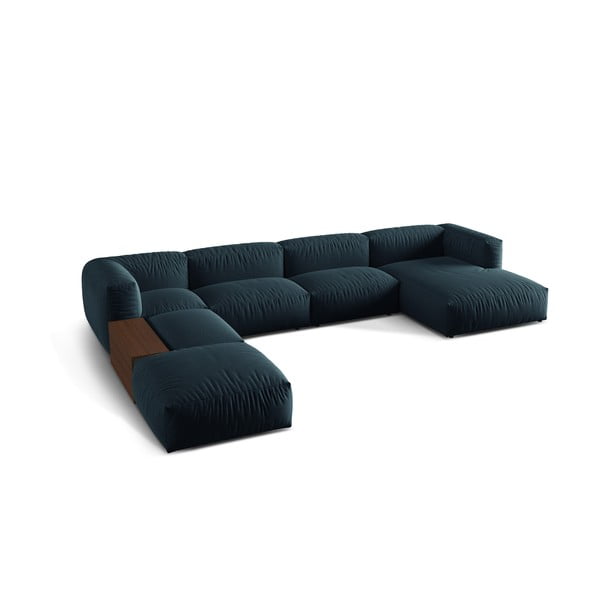 Modulinė kampinė sofa tamsiai mėlynos spalvos (su kairiuoju kampu/„U“ formos) Martina – Micadoni Home-image-2