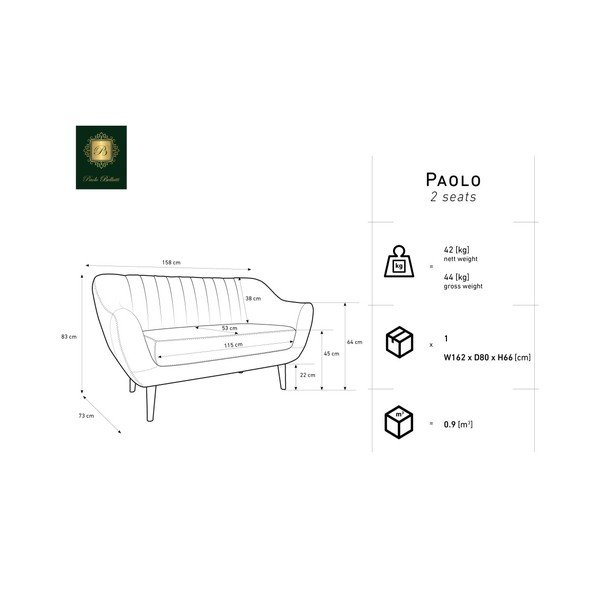 Pilka dvivietė sofa Mazzini Sofas Benito-image-3