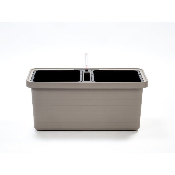 Rudai pilkas savaiminio laistymo dvigubas vazonas Plastia Berberis, ilgis 78 cm-image-1