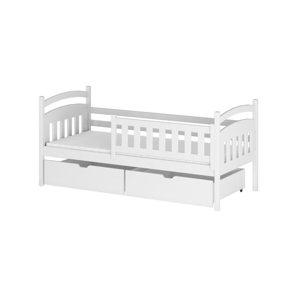 Balta vaikiška lova iš pušies medienos su daiktadėže 90x200 cm Terry - Lano Meble