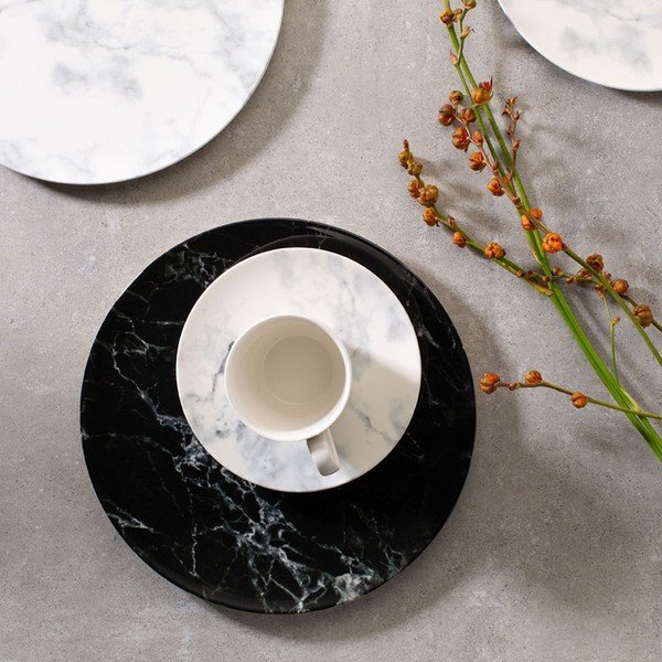 Baltai juoda porcelianinė lėkštė Villeroy & Boch Marmory, ø 16 cm-image-1