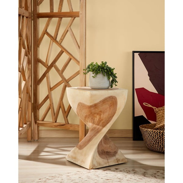 Šoninis stalas iš masyvios munggur medienos 30x30 cm Hakon – Kave Home-image-1