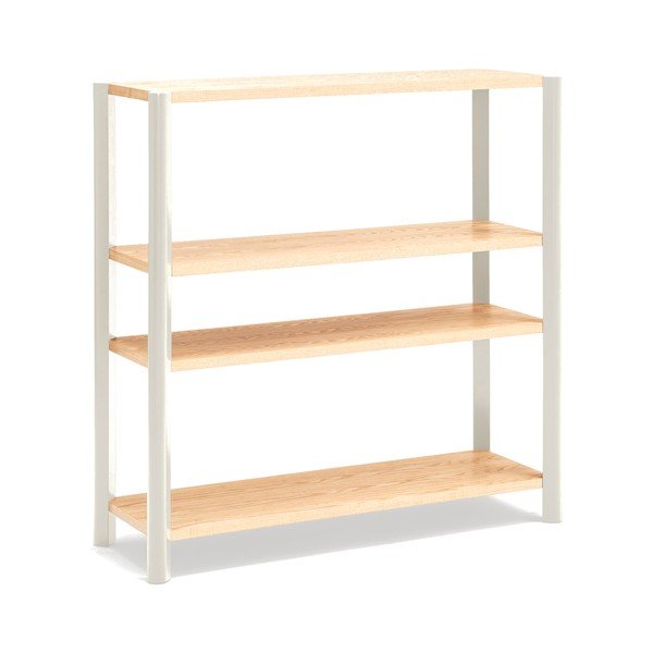 Kreminės spalvos/šviesios natūralios spalvos pastatoma lentyna iš ąžuolo 126x128x43 cm Bona – Teulat-image-2