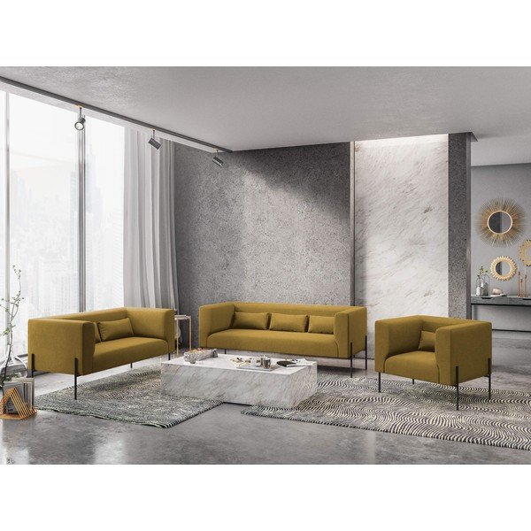 Geltonos spalvos sofa Milo Casa Nina, 142 cm-image-1