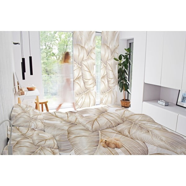 Auksinės spalvos iš satino medvilnės užuolaida 110x170 cm Golden Leaves – Butter Kings-image-1