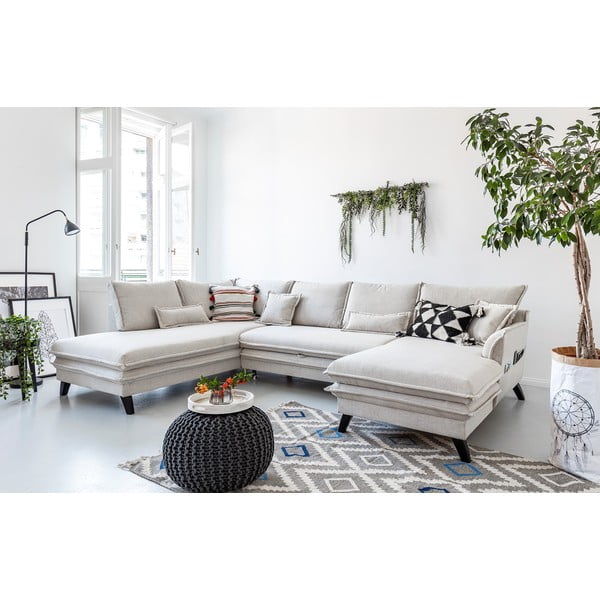Šviesiai smėlio spalvos U formos sofa-lova Miuform Charming Charlie, kairysis kampas-image-3