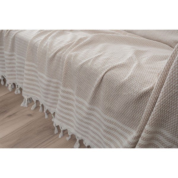 Kreminės spalvos antklodė ir pledas 220x180 cm Sophia  – Mijolnir-image-1