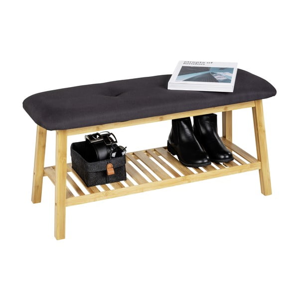 Juoda/natūrali bambuko batų lentyna su suoliuku Ecori - Wenko-image-4