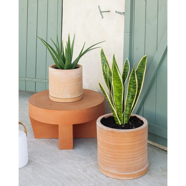 2 terakotos spalvos vazonų su dubeniu rinkinys Kave Home Karlina-image-1