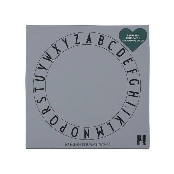 Pilkos vaikiška gili lėkštė Design Letters Eat & Learn, ø 15,5 cm-image-2