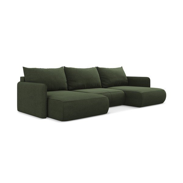 Žalios spalvos sulankstoma/su sandėliavimo vieta kampinė sofa Nanea – Makamii-image-3
