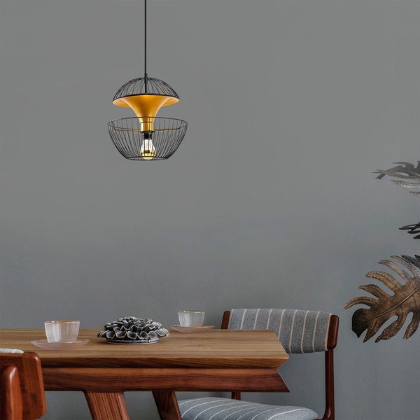 Kabantis šviestuvas juodos spalvos/auksinės spalvos ø 30 cm su metaliniu gaubtu Telmander – Opviq lights-image-2