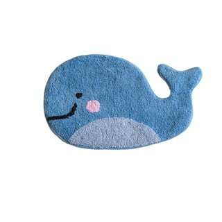 Mėlynas medvilninis vonios kilimėlis Mr. Fox Blue Whale, 69 x 44 cm