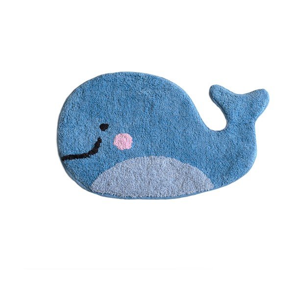 Mėlynas medvilninis vonios kilimėlis Mr. Fox Blue Whale, 69 x 44 cm