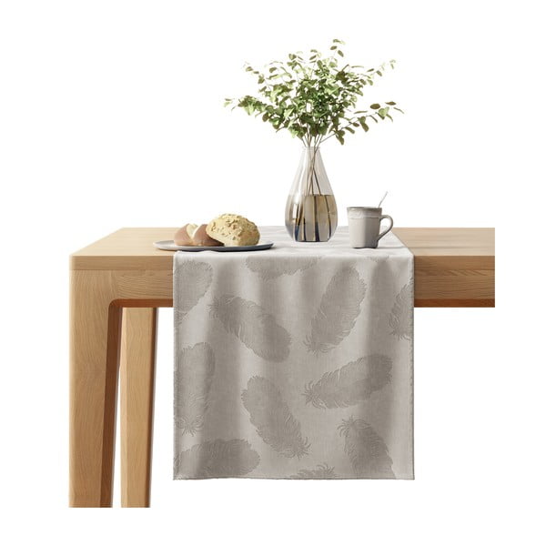 Smėlio spalvos staltiesė su aksominiu paviršiumi AmeliaHome Peacock, 40 x 140 cm