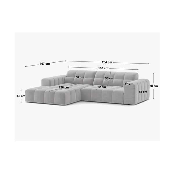 Tamsiai mėlynos spalvos kampinė sofa iš velveto (su kairiuoju kampu/su gultu) Chicago – Cosmopolitan Design-image-4