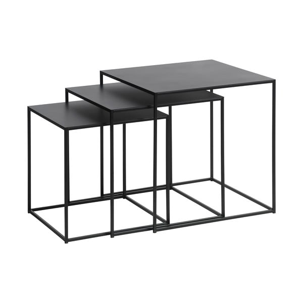 Iš metalo kavos staliukai juodos spalvos 3 vnt. 50x50 cm Pebble – Unique Furniture