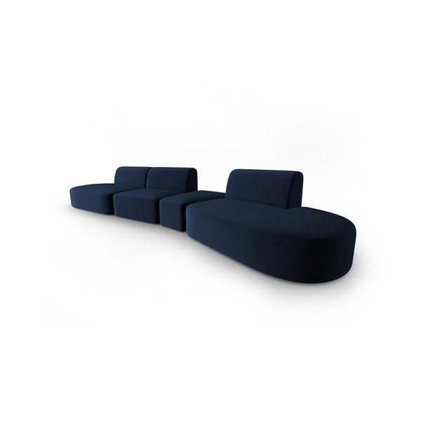 Mėlynos spalvos iš velveto sofa su dešiniuoju kampu 428 cm Paolo – Milo Casa-image-2