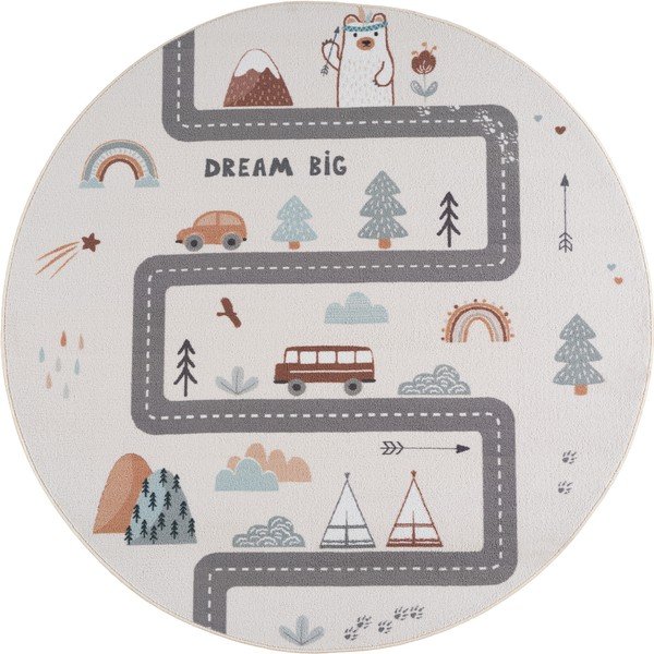 Skalbiamas kreminės spalvos vaikiškas kilimas ø120 cm Coco 1134 – Ayyildiz Carpets