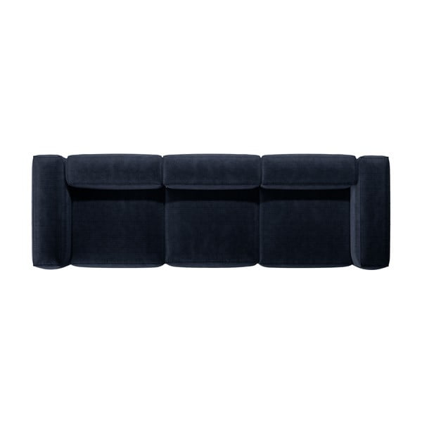 Tamsiai mėlynos spalvos iš kordinio velveto sofa 364 cm Bergamo – Cosmopolitan Design-image-3