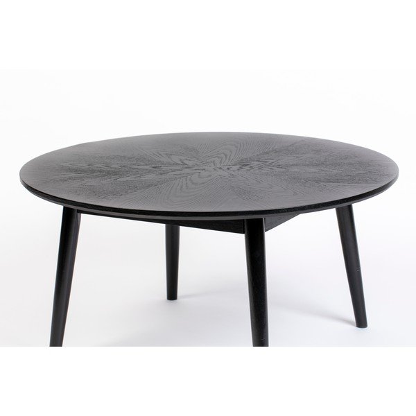 Juodos spalvos apvalios formos kavos staliukas iš ąžuolo ø 80 cm Fabio – White Label-image-3