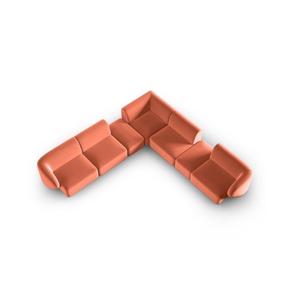 Rožinės spalvos iš velveto kampinė sofa Paolo – Milo Casa-image-1