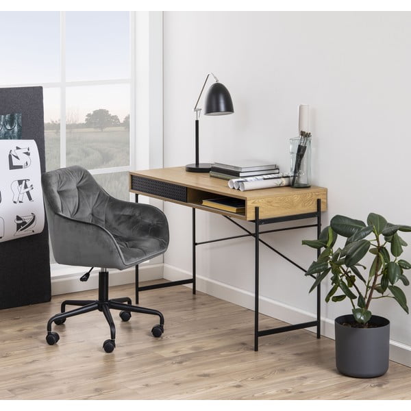 Pilka biuro kėdė su aksomo apmušalu Actona Brooke-image-1