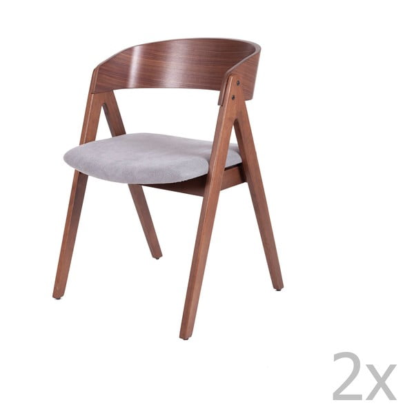 2 valgomojo kėdžių rinkinys su pilka sėdimąja pagalvėle sømcasa Rina