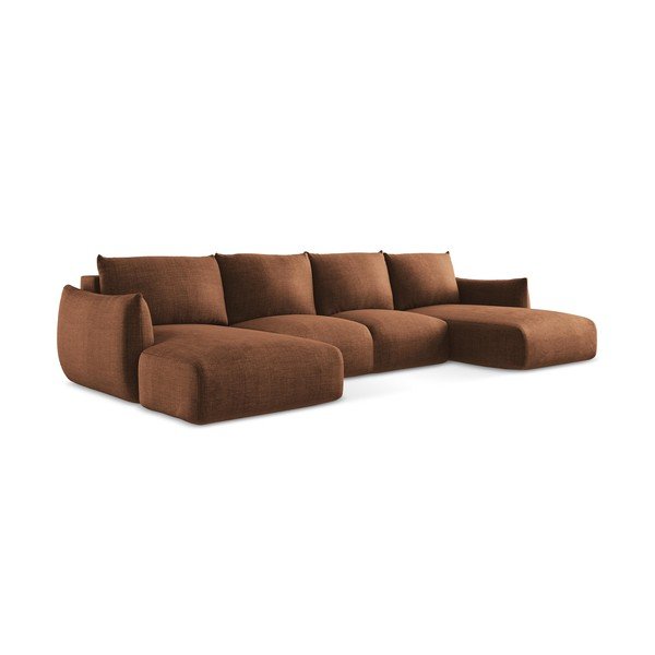 Terakotos spalvos sulankstoma kampinė sofa („U“ formos) Leila – Makamii-image-3