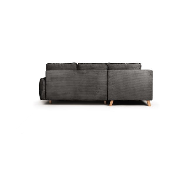 Iš kordinio velveto sulankstoma kampinė sofa pilkos spalvos (su kairiuoju kampu) Tori – Bonami Selection-image-4